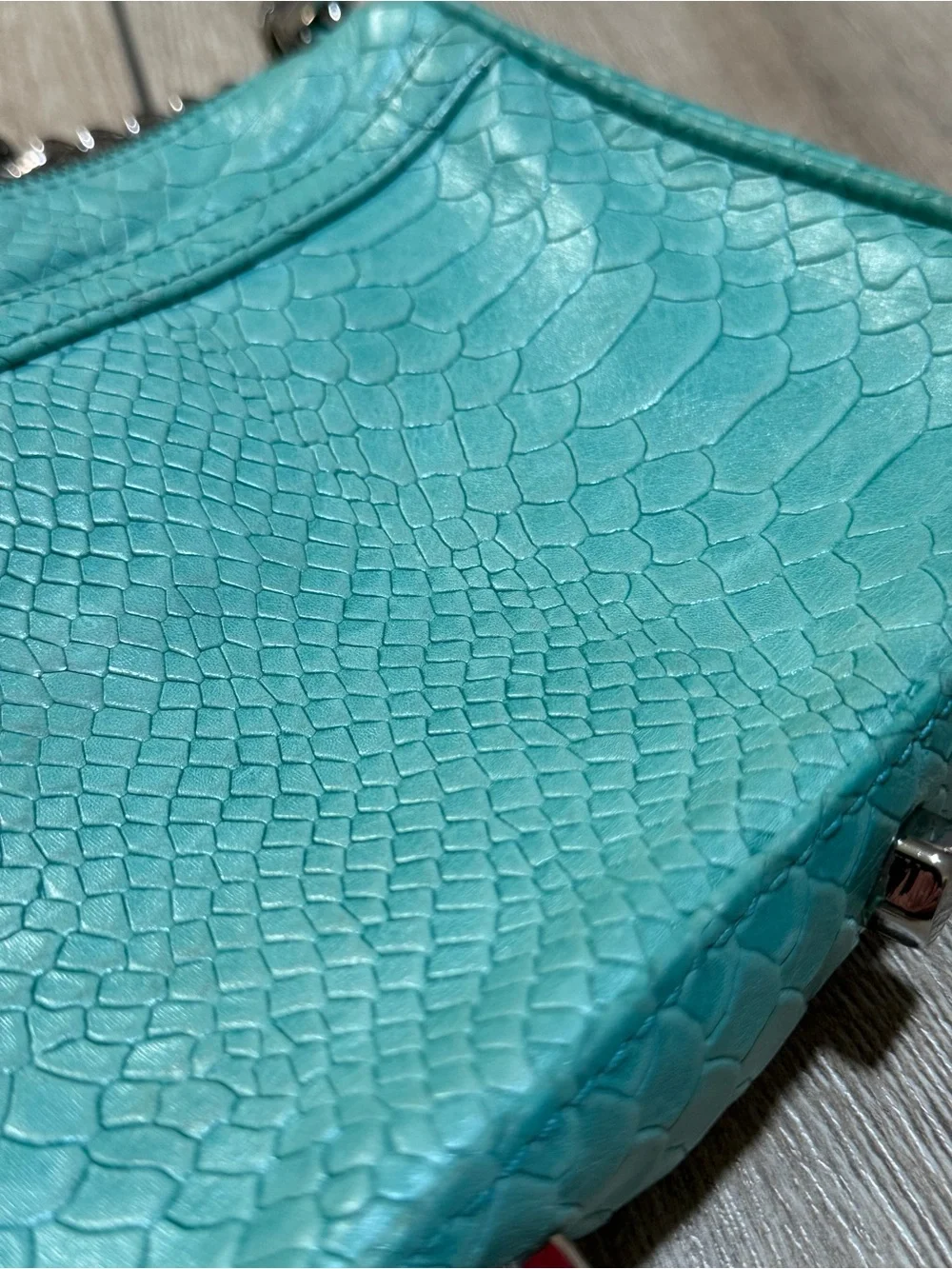 Rebecca Minkoff Mini M.A.C. Turquoise Python Embossed Leather Crossbody Bag